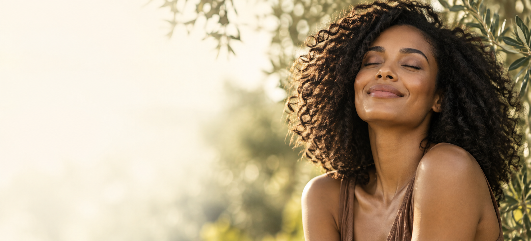 A woman enjoying a peaceful moment outdoors